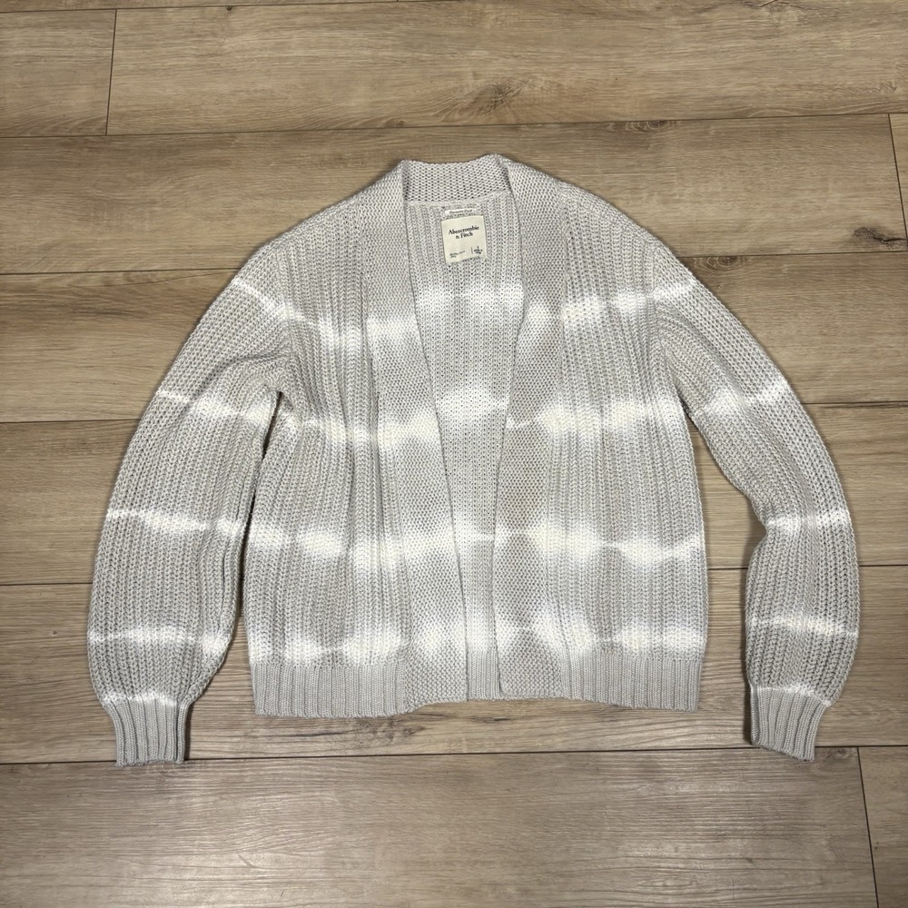 Abercrombie & Fitch Cardigan Knit Ribbed Front Sweater Neutral Size Small Open‎